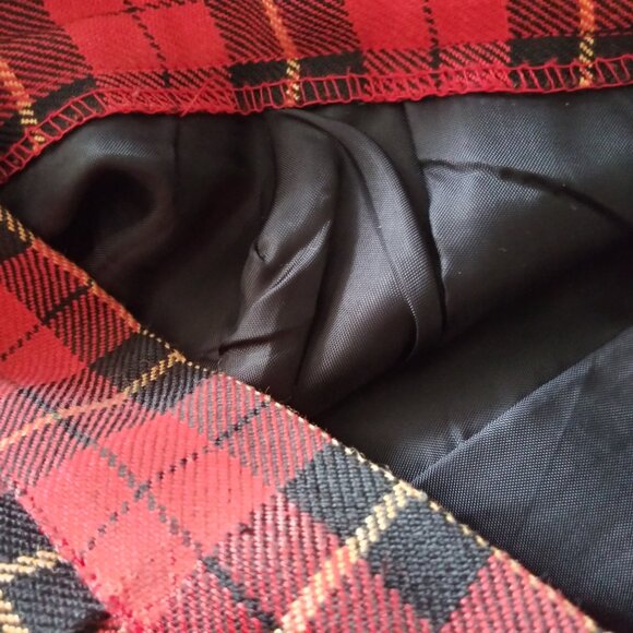 Vintage Michele Red Black & Yellow Plaid Mid Skirt Women's Size 10 - Picture 2 of 8